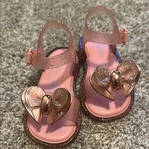 Mini Melissa Barbie Pink Sandals with Heart Bow Design size 7T